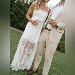 (SOLD) Show Me Your Mumu Ivory Celine Dress in Luxe Satin - XXS